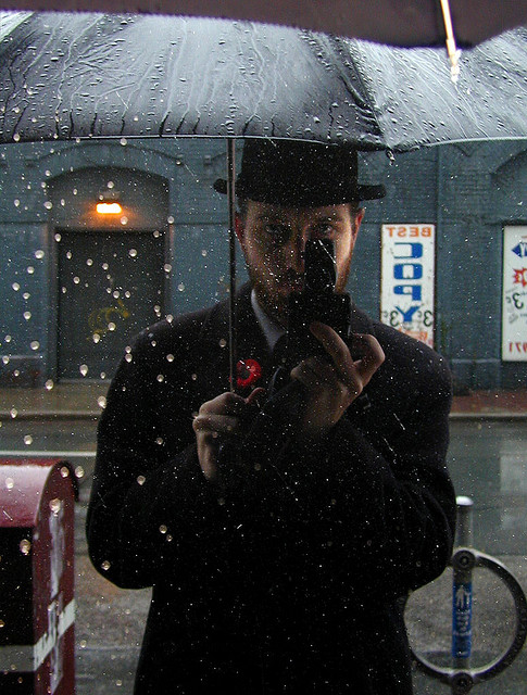 "walk on a rainy day", photography, selfportrait, umbrella, suit, rain
