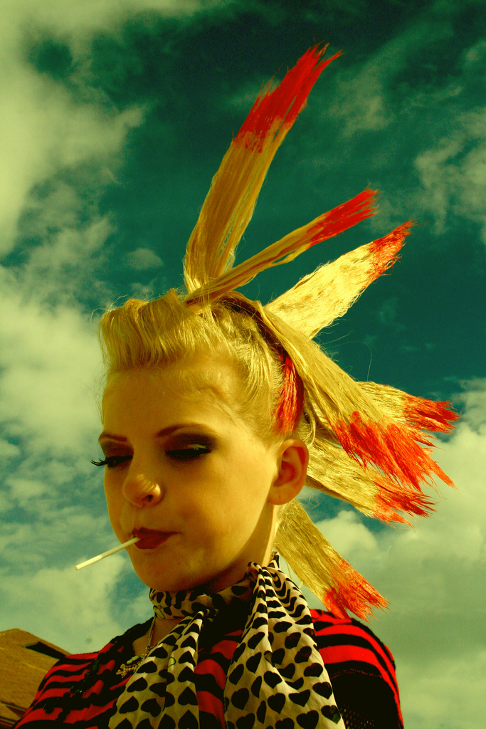 "punk girl with fauxhawk", portrait, photograph