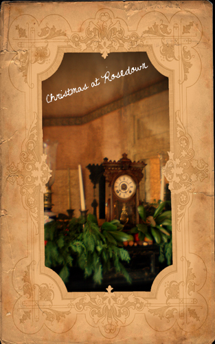 "the mantle at Rosedown Plantation prepared for Christmas"