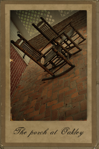 "photo of rocking chairs on the porch of Oakley Plantation, St. Francisville, Louisiana."