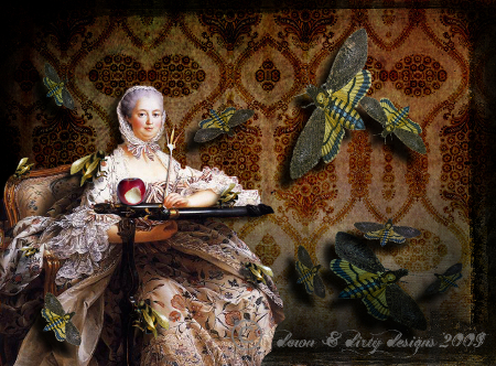 "fine art collage of madame de pompadour by artist Alli Woods Frederick"