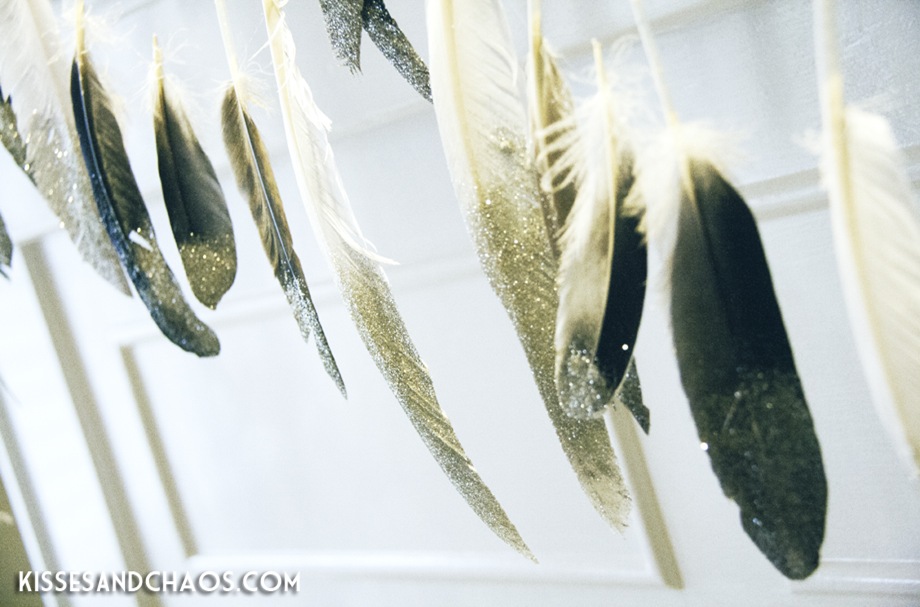 glitter feather garland