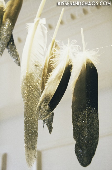glitter feather garland