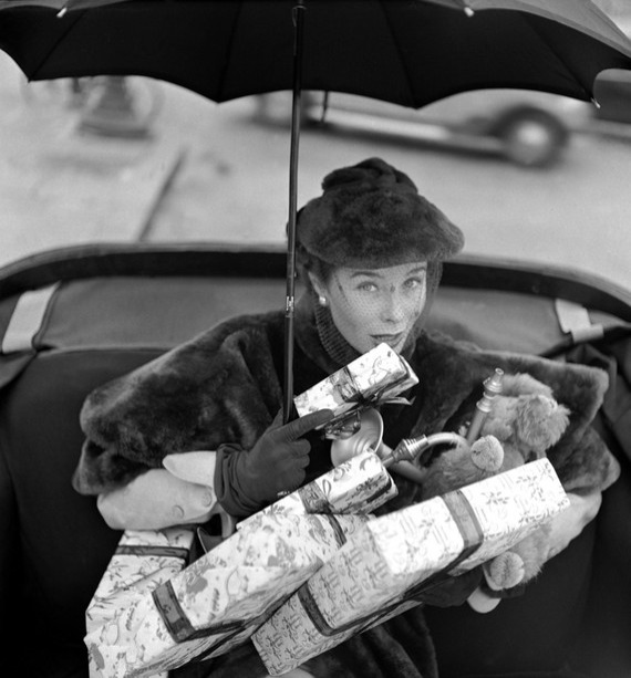 vintage woman with presents